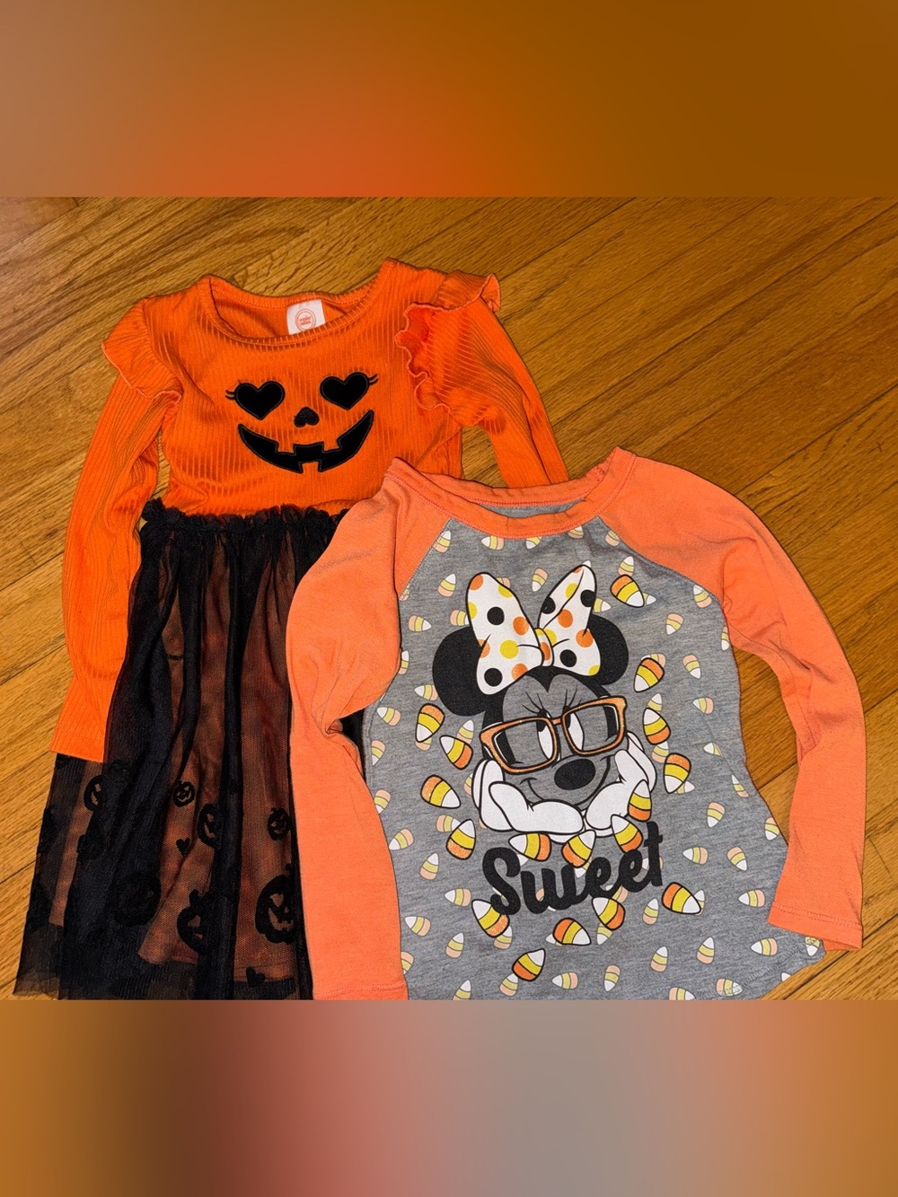 Orange Jack-O'-Lantern Dress & Orange Minnie Candy Corn Tee